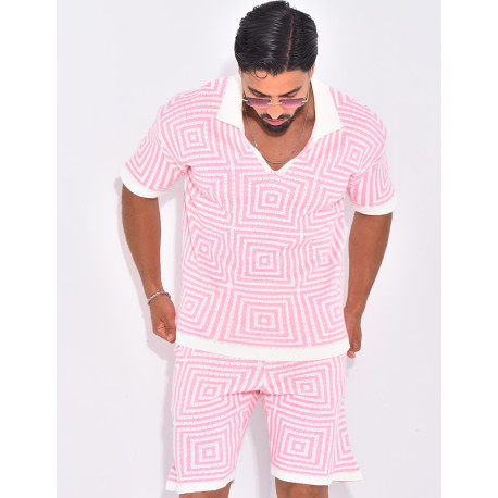 Ensemble short et polo ajouré