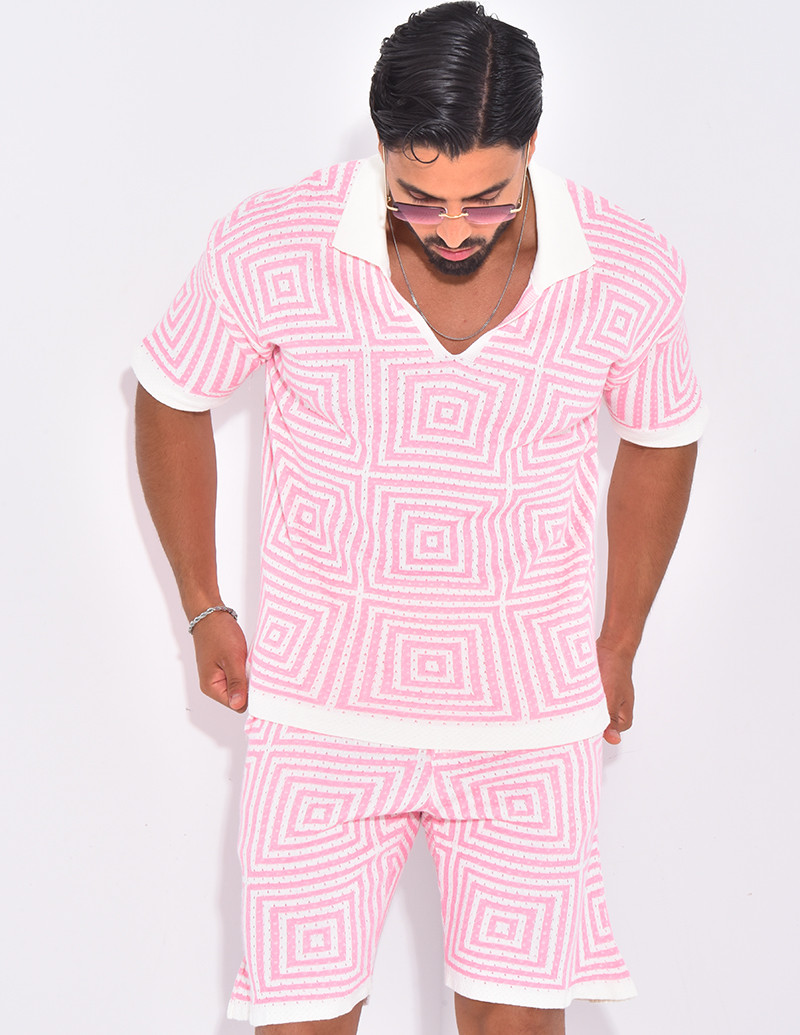 Ensemble short et polo ajouré