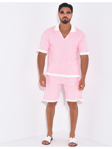 Ensemble short et polo ajouré