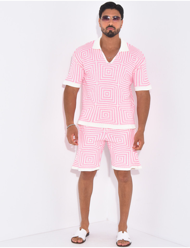 Ensemble short et polo ajouré