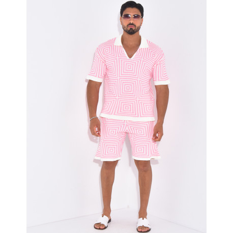 Ensemble short et polo ajouré
