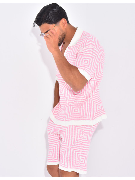 Ensemble short et polo ajouré