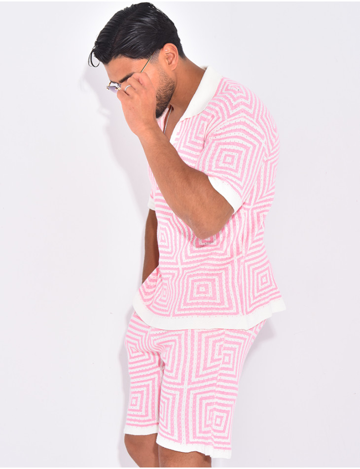 Ensemble short et polo ajouré