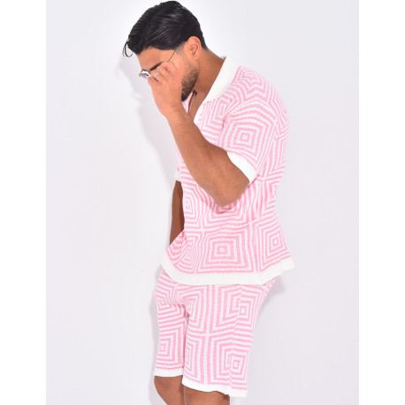 Ensemble short et polo ajouré