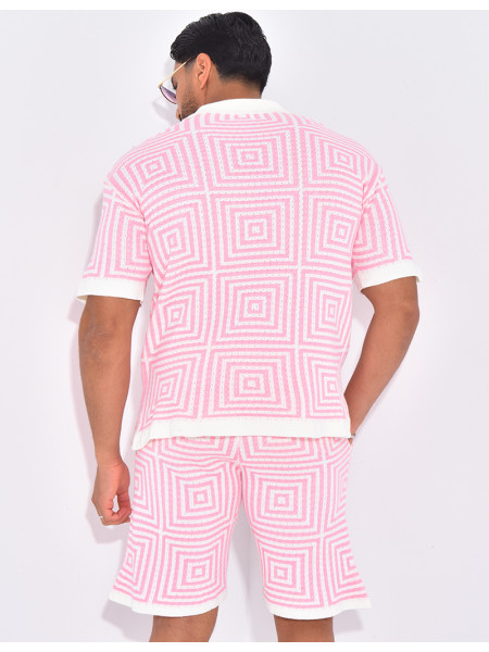 Ensemble short et polo ajouré