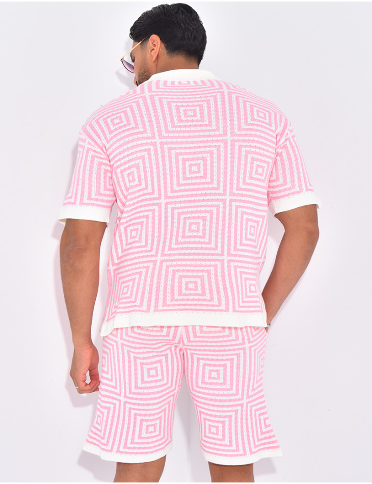 Ensemble short et polo ajouré