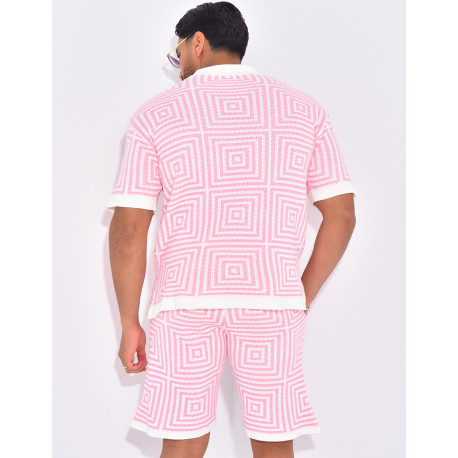 Ensemble short et polo ajouré