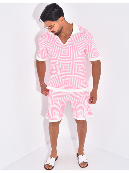 Ensemble short et polo ajouré