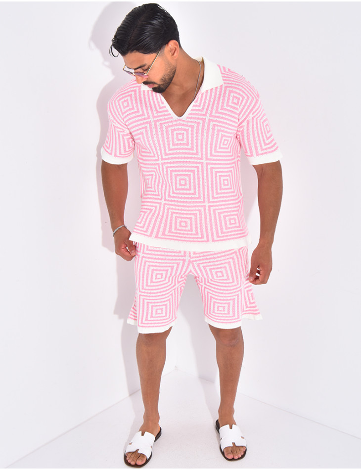 Ensemble short et polo ajouré