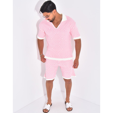 Ensemble short et polo ajouré