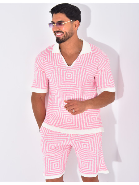 Ensemble short et polo ajouré