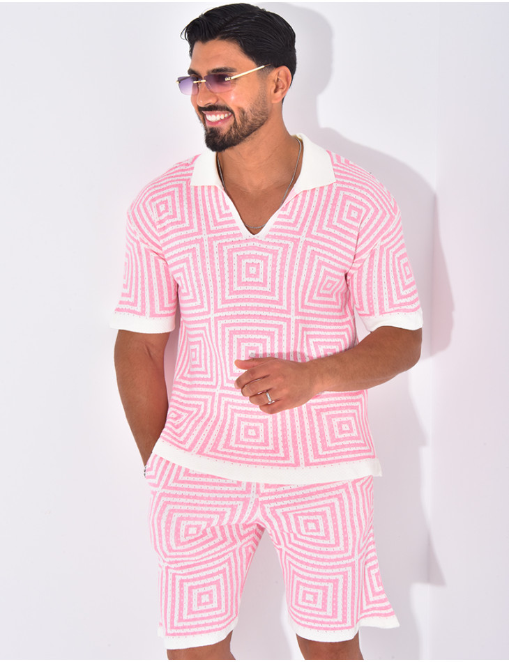 Ensemble short et polo ajouré