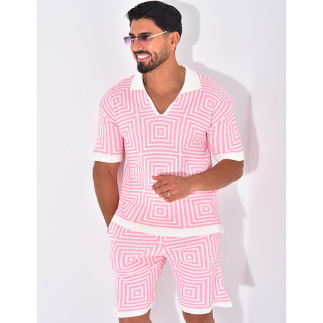Ensemble short et polo ajouré