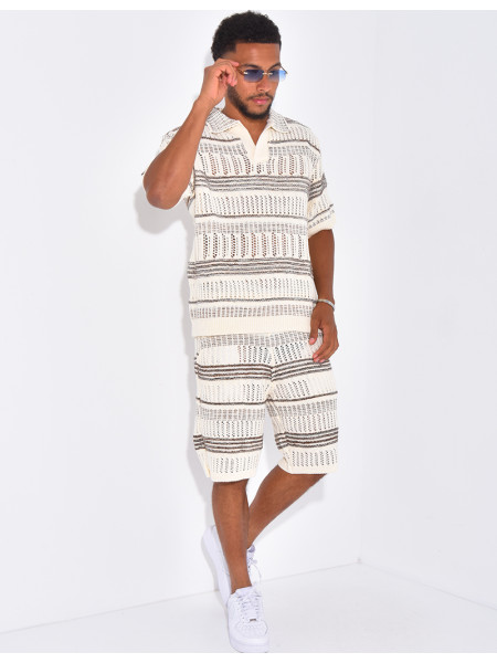 Ensemble short et polo ajouré