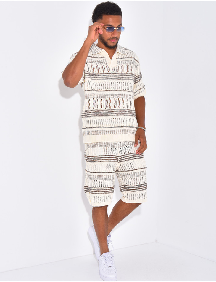 Ensemble short et polo ajouré
