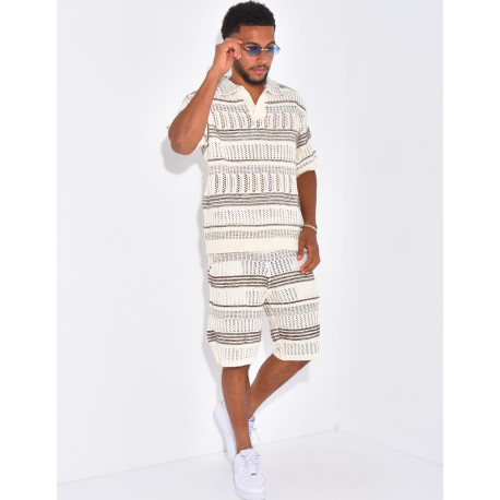 Ensemble short et polo ajouré