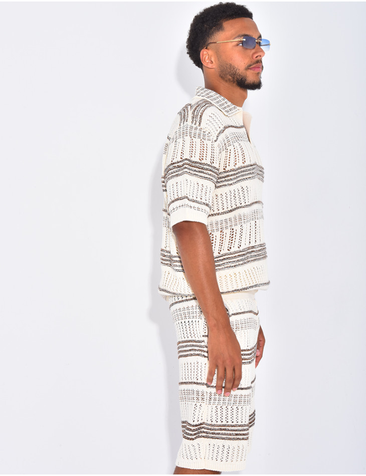 Ensemble short et polo ajouré