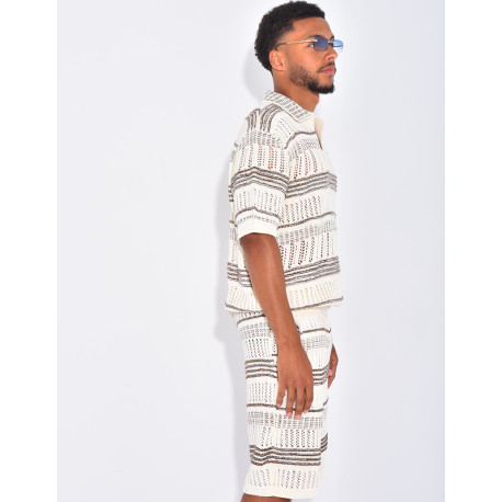 Ensemble short et polo ajouré