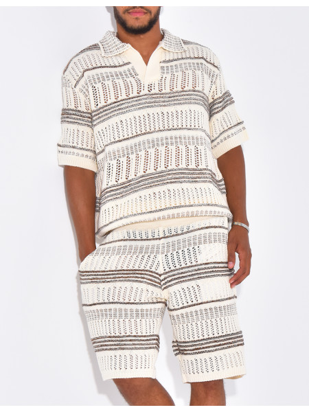 Ensemble short et polo ajouré