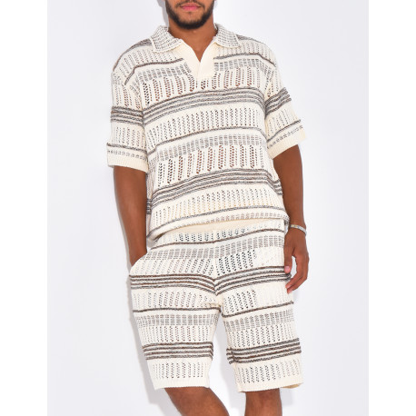 Ensemble short et polo ajouré