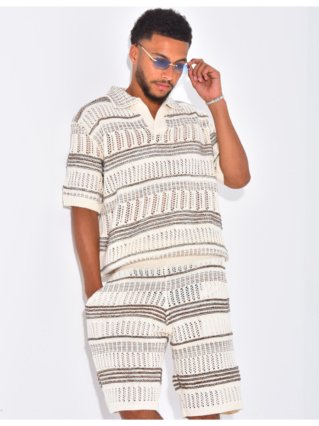 Ensemble short et polo ajouré