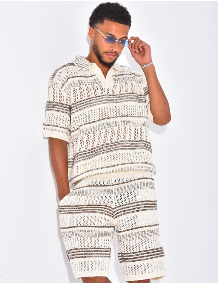 Ensemble short et polo ajouré