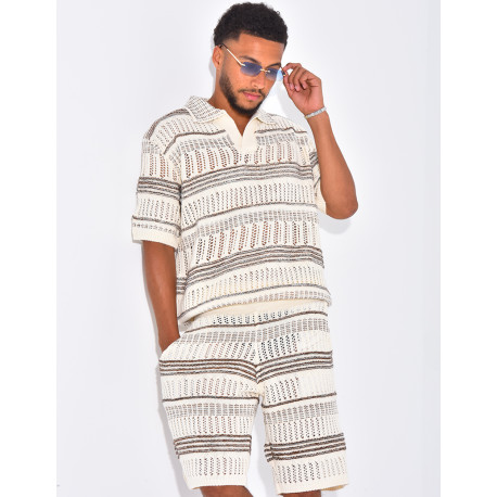 Ensemble short et polo ajouré