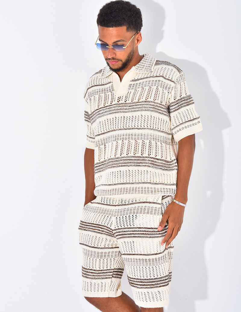 Ensemble short et polo ajouré