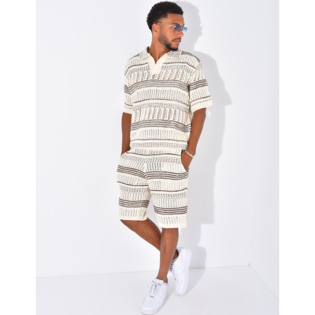 Ensemble short et polo ajouré