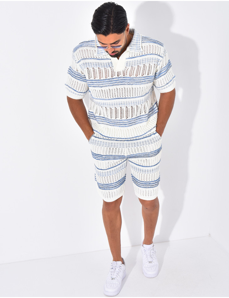 Ensemble short et polo ajouré