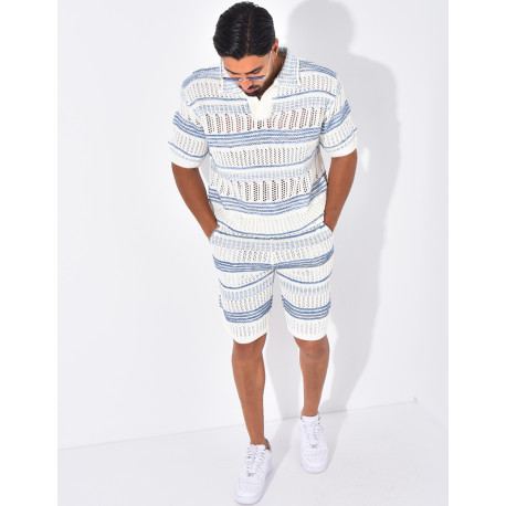 Ensemble short et polo ajouré