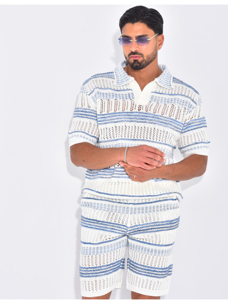 Ensemble short et polo ajouré