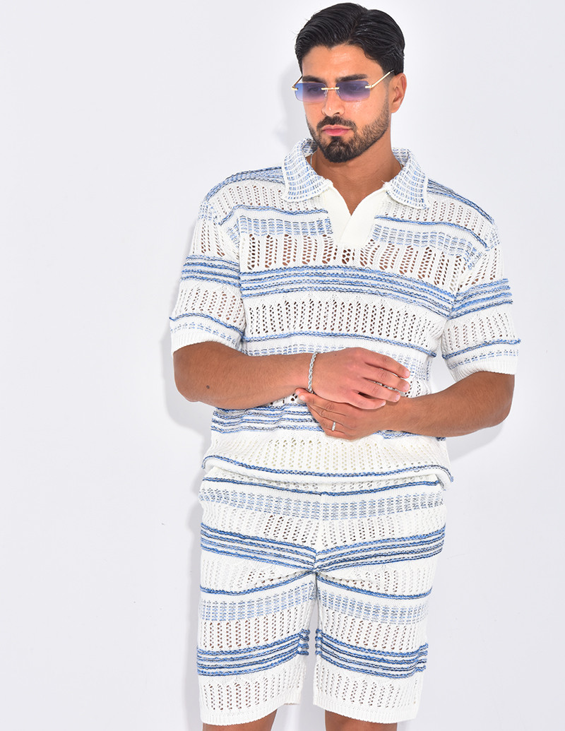 Ensemble short et polo ajouré
