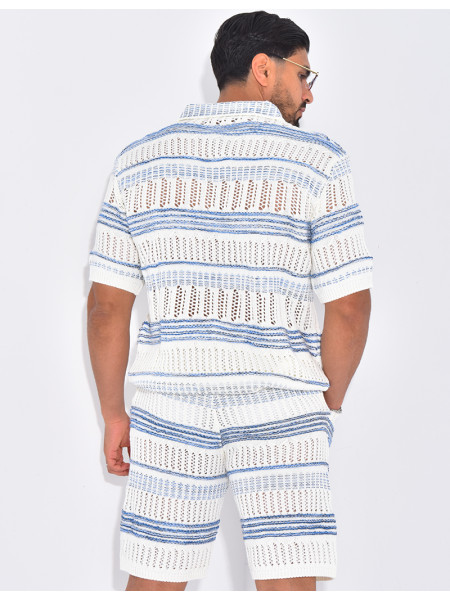 Ensemble short et polo ajouré