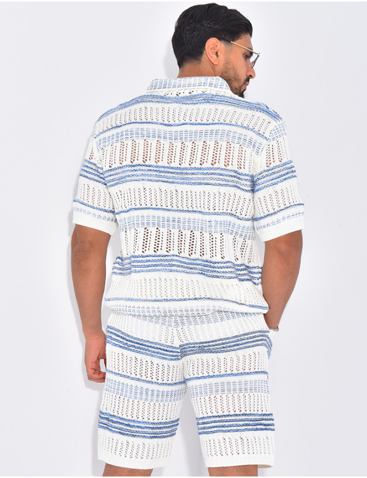 Ensemble short et polo ajouré