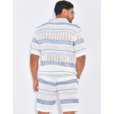 Ensemble short et polo ajouré