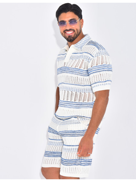 Ensemble short et polo ajouré