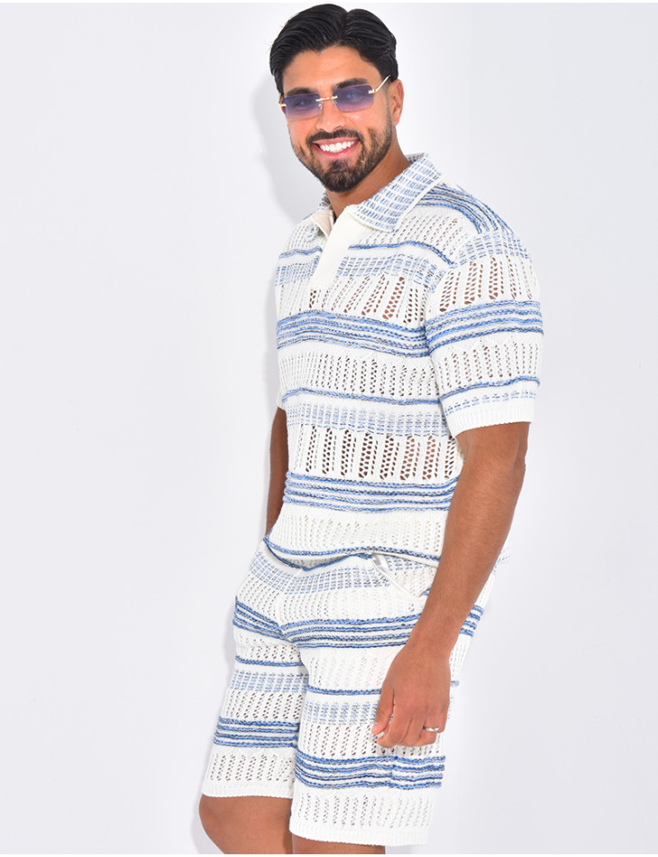 Ensemble short et polo ajouré