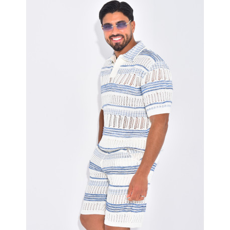 Ensemble short et polo ajouré