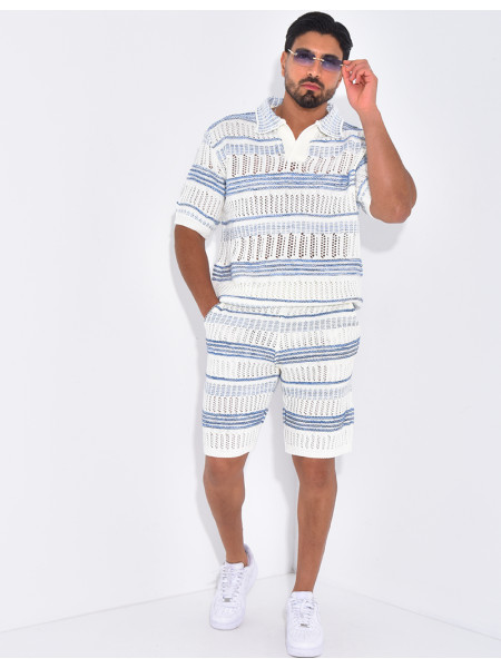 Ensemble short et polo ajouré
