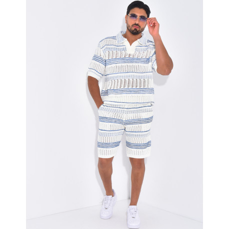 Ensemble short et polo ajouré