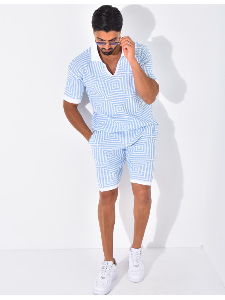 Ensemble short et polo ajouré