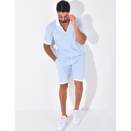 Ensemble short et polo ajouré