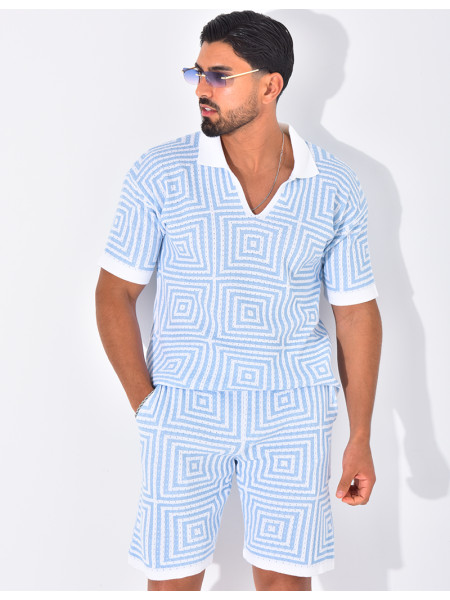 Ensemble short et polo ajouré