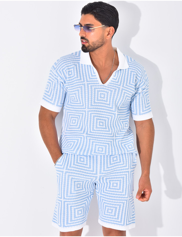 Ensemble short et polo ajouré