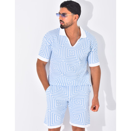 Ensemble short et polo ajouré