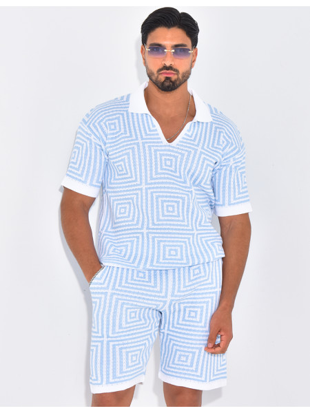 Ensemble short et polo ajouré