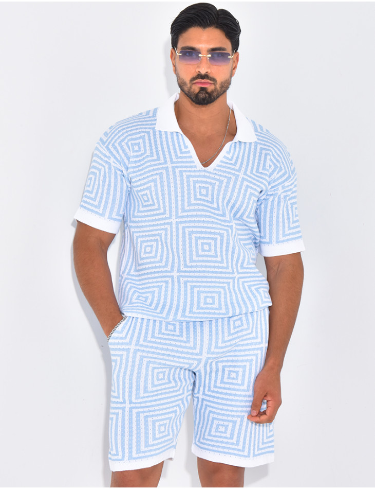 Ensemble short et polo ajouré