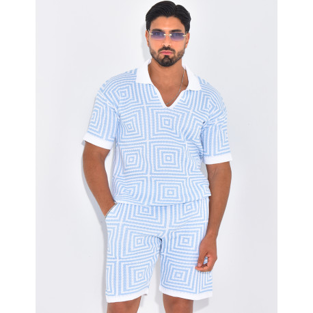 Ensemble short et polo ajouré
