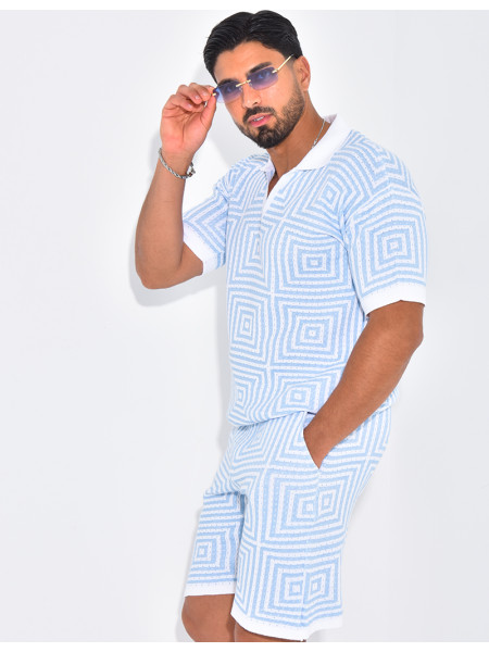 Ensemble short et polo ajouré